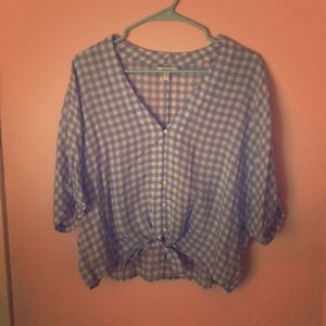 Express blue gingham top